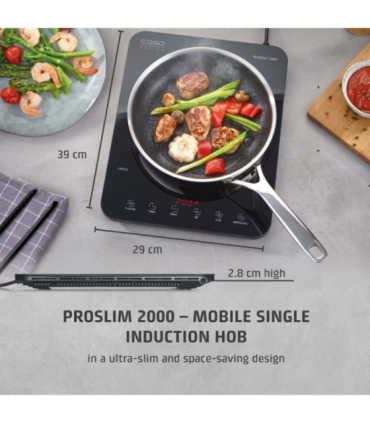 Caso ProSlim 2000 2236 Mobile single induction hob, Glass, Sensor-touch, Black