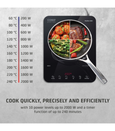 Caso ProSlim 2000 2236 Mobile single induction hob, Glass, Sensor-touch, Black