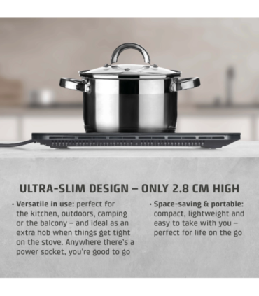 Caso ProSlim 2000 2236 Mobile single induction hob, Glass, Sensor-touch, Black