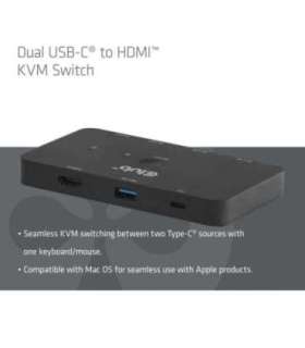VIDEO SWITCH KVM USB-C TO HDMI/DUAL CSV-2512 CLUB3D