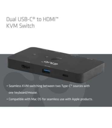 VIDEO SWITCH KVM USB-C TO HDMI/DUAL CSV-2512 CLUB3D