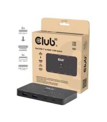 VIDEO SWITCH KVM USB-C TO HDMI/DUAL CSV-2512 CLUB3D