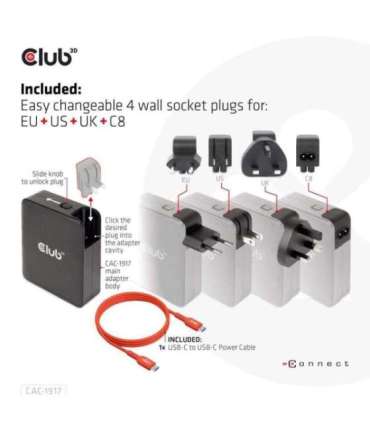 MOBILE TRAVEL CHARGER USB-C/140W GAN CAC-1917 CLUB3D