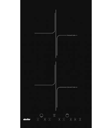 Simfer H3.020.DEISP Hob, Induction, Width 18 cm, 2 cooking zones, Touch control, Black Simfer