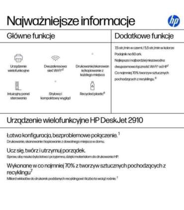 HP DeskJet 2910 Wireless All-in-One Color Printer