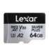 Set of 2 Lexar High-Performance Silver Plus microSDXC 2x64GB memory cards + adapter