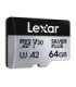 Set of 2 Lexar High-Performance Silver Plus microSDXC 2x64GB memory cards + adapter