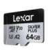 Set of 2 Lexar High-Performance Silver Plus microSDXC 2x64GB memory cards + adapter