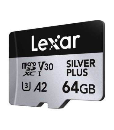 Set of 2 Lexar High-Performance Silver Plus microSDXC 2x64GB memory cards + adapter