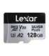 Set of 2 Lexar High-Performance Silver Plus microSDXC 2x128GB memory cards + adapter