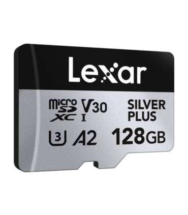 Set of 2 Lexar High-Performance Silver Plus microSDXC 2x128GB memory cards + adapter
