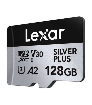 Set of 2 Lexar High-Performance Silver Plus microSDXC 2x128GB memory cards + adapter
