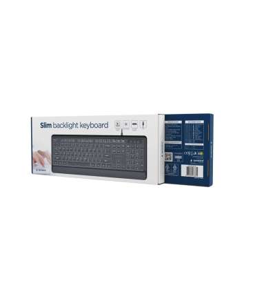 GEMBIRD SLIM WIRED BACKLIGHT KEYBOARD BLACK, US LA