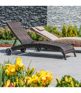 Шезлонг WICKER 73x196x99cм, тёмно-коричневый