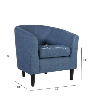 Кресло WESTER 76x68,5xH74см, материал покрытия: ткань, цвет: серо-синий, тёмные деревянные ножки