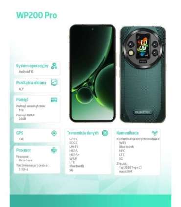 Smartphone WP200 Pro 5G 24GB/1TB IP69K green