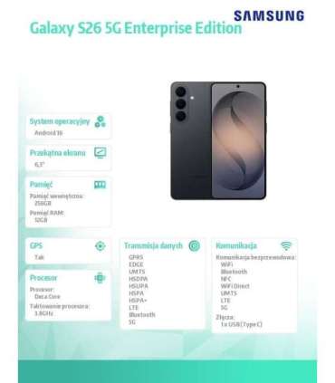 Smartphone Galaxy S26 5G 12/256GB DualSIM Enterprise Edition black