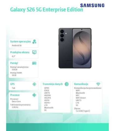 Smartphone Galaxy S26 5G 12/512GB DualSIM Enterprise Edition black