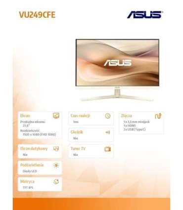 Monitor 24 inch VU249CFE-M IPS 100Hz USB-C
