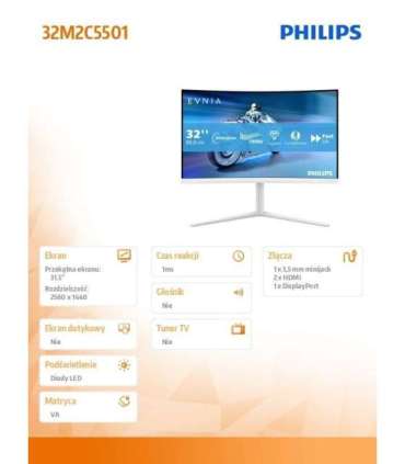 Monitor 31.5 inches 32M2C5501 Curved VA 180Hz HDMIx2 DP HAS Ambiglow