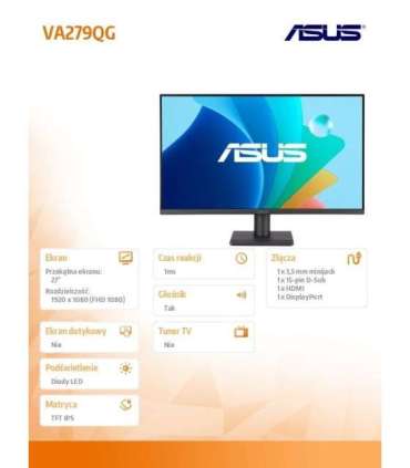Monitor 27 cali VA279QG IPS 120Hz HDMI DP VGA