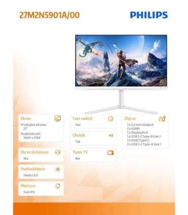 Monitor 27M2N5901A 27 inch IPS 4K 160Hz HDMIx2 DP Pivot Speakers