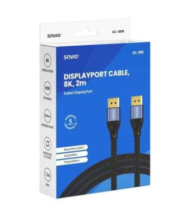Savio CL-210 DisplayPort cable 2 m Black