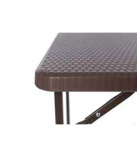 Square plastic folding table with a rattan design 86x86x74 cm