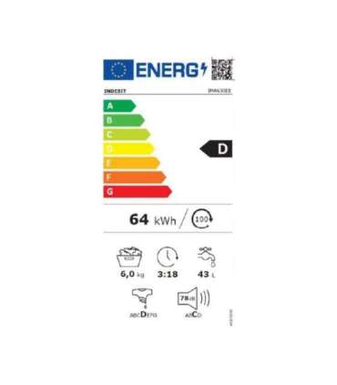 Indesit IMA630EE Washing machine, D, Front loading, Washing capacity 6 kg, 1000 RPM, Depth 45 cm, White