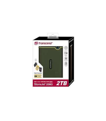 External HDD|TRANSCEND|StoreJet|2TB|USB 3.0|Colour Green|TS2TSJ25M3G
