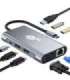 HUB 8in1 Adapter USB C HDMI x2 USB VGA RJ45 PD