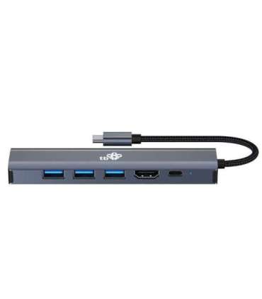 Adapter HUB USB C 6in1 - HDMI, USBx3, PD, RJ-45