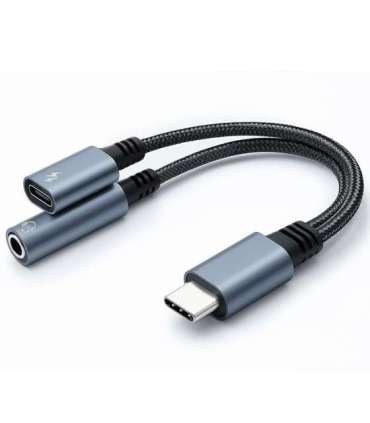 Adapter 2w1 USB C USB C Jack 3.5mm PD 15W
