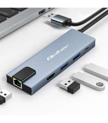 HUB USB C 5in1 USB C PD 100W 2xUSB HDMI 4K RJ45