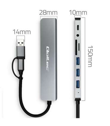 HUB 8in1 USB C USB,USB C 4xUSB SD TF card Jack