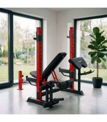 LS7688 ADJUSTABLE WEIGHT BENCH WITH BARBELL RACK, LEG DEVELOPER AND PREACHER CURL PAD HMS