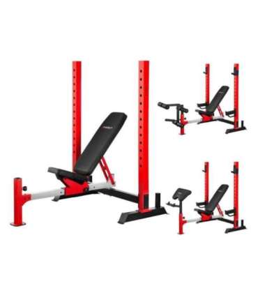 LS7688 ADJUSTABLE WEIGHT BENCH WITH BARBELL RACK, LEG DEVELOPER AND PREACHER CURL PAD HMS