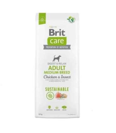 Brit Care Dog Sustainable Adult, keskmise tõu täiskasvanud koertele — kana ja putukatega, 12 kg