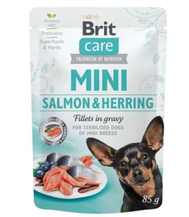 Brit Care Dog kotike Mini steriliseeritud lõhe- ja räimefileed 85 g
