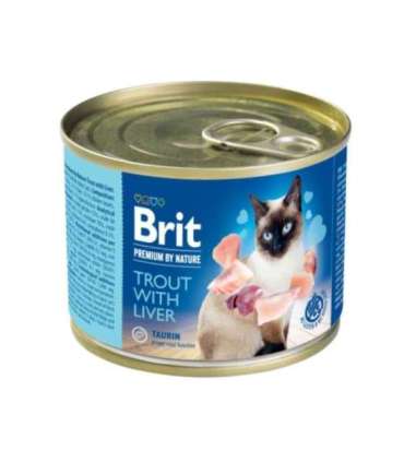Brit Premium Cat by Nature konserv, forell ja maks, 200 g