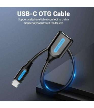 CABLE USB2.0C MALE TO A FEMALE/0.15M BLACK CCSBB VENTION