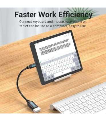 CABLE USB2.0C MALE TO A FEMALE/0.15M BLACK CCSBB VENTION