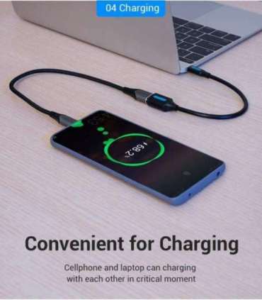 CABLE USB2.0C MALE TO A FEMALE/0.15M BLACK CCSBB VENTION