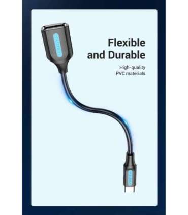 CABLE USB2.0C MALE TO A FEMALE/0.15M BLACK CCSBB VENTION