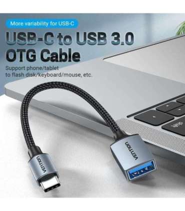 CABLE USB3.0C MALE TO A FEMALE/0.15M GRAY CCXHB VENTION