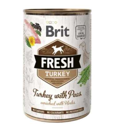 Brit Fresh Dog konzerva Turkey with Peas 400 g