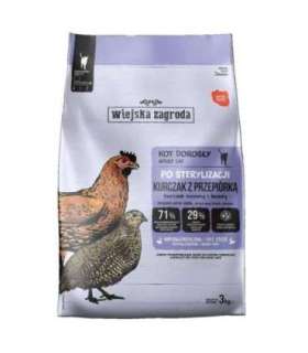WIEJSKA ZAGRODA Sterilised Chicken with quail - dry cat food - 3kg