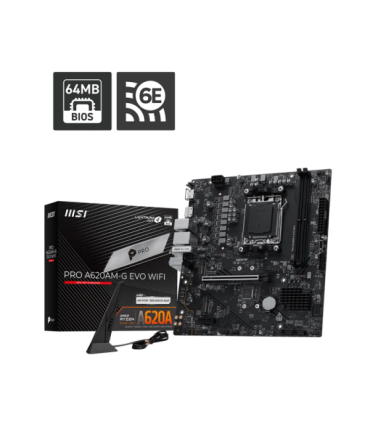 MSI PRO A620AM-G EVO WIFI Processor family AMD Processor socket AM5 DDR5 Number of SATA connectors 4 Supported