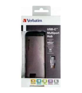 Verbatim 49142 USB-C Multiport Hub, 3x USB 3.2 Gen 1, HDMI, MicroSD/ TransFlash, RJ45
