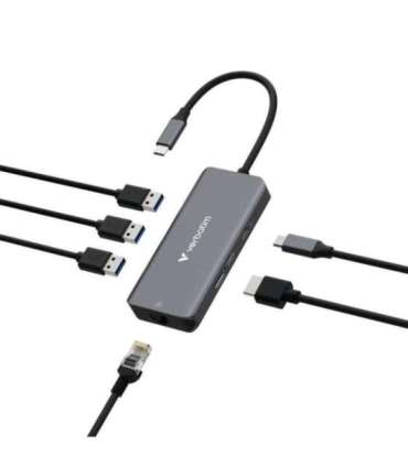 Verbatim 32157 USB-C Essentials Multiport Hub, HDMI 2160p, USB-C PD, 3x USB-A 3.2 Gen 1, RJ-45, Grey